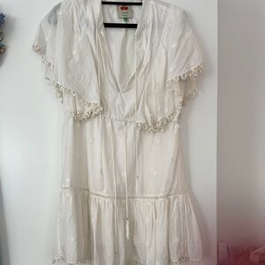 Farm rio White Embroidered Dress with Tassels